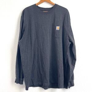Carhartt Men's Size XL Gray Long Sleeve Crewneck Pullover Shirt Loose Fit Pocket
